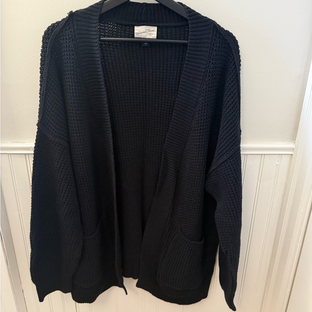 Universal Thread Black Waffle Open-Front Sweater XL